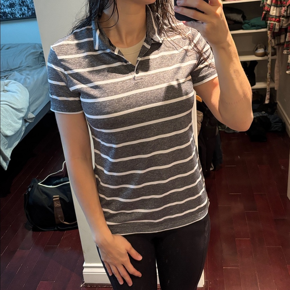 Nike Charcoal and White dry fit polo